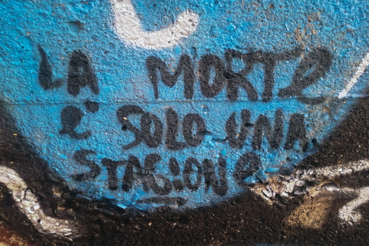 scritta su muro: la morte è solo una stagione